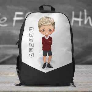 School Boy Doll Clipart: Maroon Uniform, Customizable Tones (PNG Digital Download