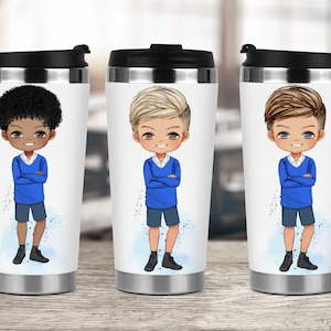 School Boy Character Doll print Sublimation Design, School Uniform PNG Files