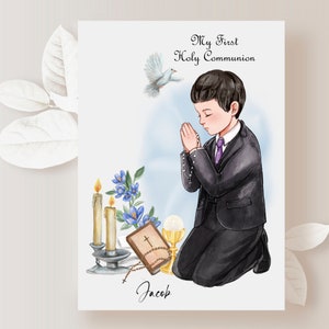 Holy Communion Boy Clipart | Hand-Drawn PNG | First Communion Digital Download | Printable for Cards & Invitations