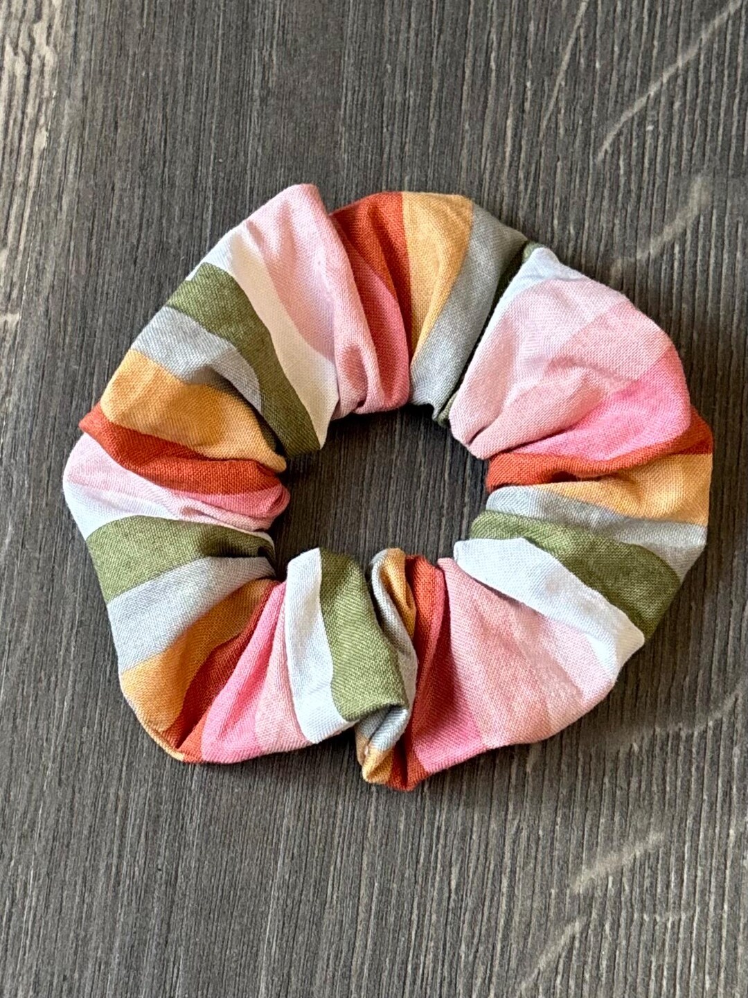 Earth Tone Striped Scrunchie | Spring Summer Pinks Greens Stripes ...
