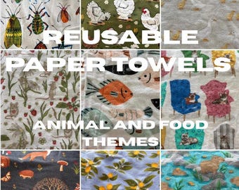 Build a Set Reusable Paper Towels - Food and Animal Themes