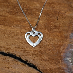 Sterling Silver~Heart~Necklace~Simple~Norwegian Rosemaling~Mother Daughter~Bride~Bridesmaid~Cherish~Contemporary~Norse~Valentines Day~Norway