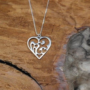 Sterling Silver~Heart~Necklace~Norwegian Rosemaling~Contemporary~Love~Norse~Mother Daughter~Valentines Day~Wedding~Nordic Jewelry~Norway