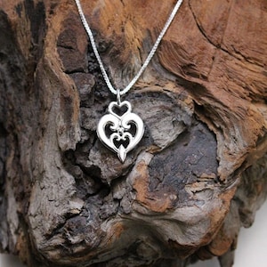 Sterling Silver~Heart~Necklace~Norwegian Rosemaling~Purity~Nordic Jewelry~Mother Daughter~Contemporary~Wedding~Valentines Day~Norway~Love