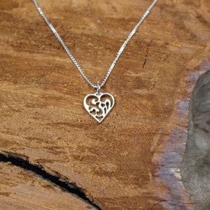 Sterling Silver~Heart~Necklace~Norwegian Rosemaling~Grace~Small~Mother Daughter~Contemporary~Norway~Girlfriend~Valentines Day~Wedding
