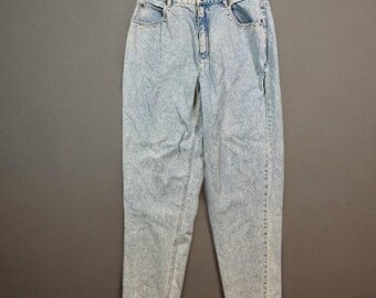 Vintage LizWear Light Wash Studded Rhinestone Denim Jeans Womens 16 100% Cotton