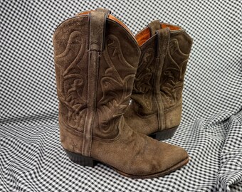 Frye Cowboy Boots Men’s Size 11 Brown Suede Western Leather Made in Mexico Point