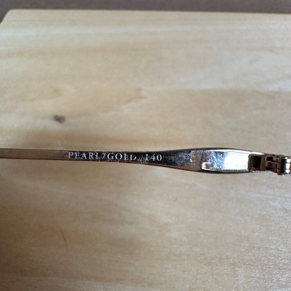 Laura Ashley Vintage Joanna 90s Pearl Gold Oval Eyeglasses 