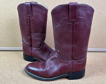 Roper Cowboy Boots Justin Cognac Color Leather, Size 12B - Etsy display picture 2