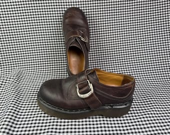 Dr Martens 8314 Vintage Brown Leather Platform Mary Jane Shoes UK Size 7 England