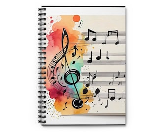 Whimsical Music Staff Spiral Notebook - Ruled Line