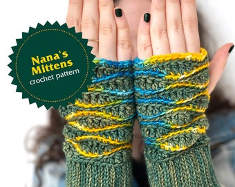 Nana's mittens crochet pattern (english and hebrew)