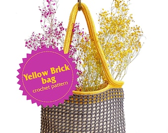 Crochet pattern Yellow Brick Bag (english, hebrew)