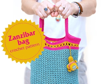 Crochet pattern Zanzibar bag and turtle (english, spanish, hebrew)