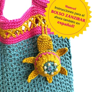 Crochet pattern Zanzibar bag and turtle english, spanish, hebrew image 5