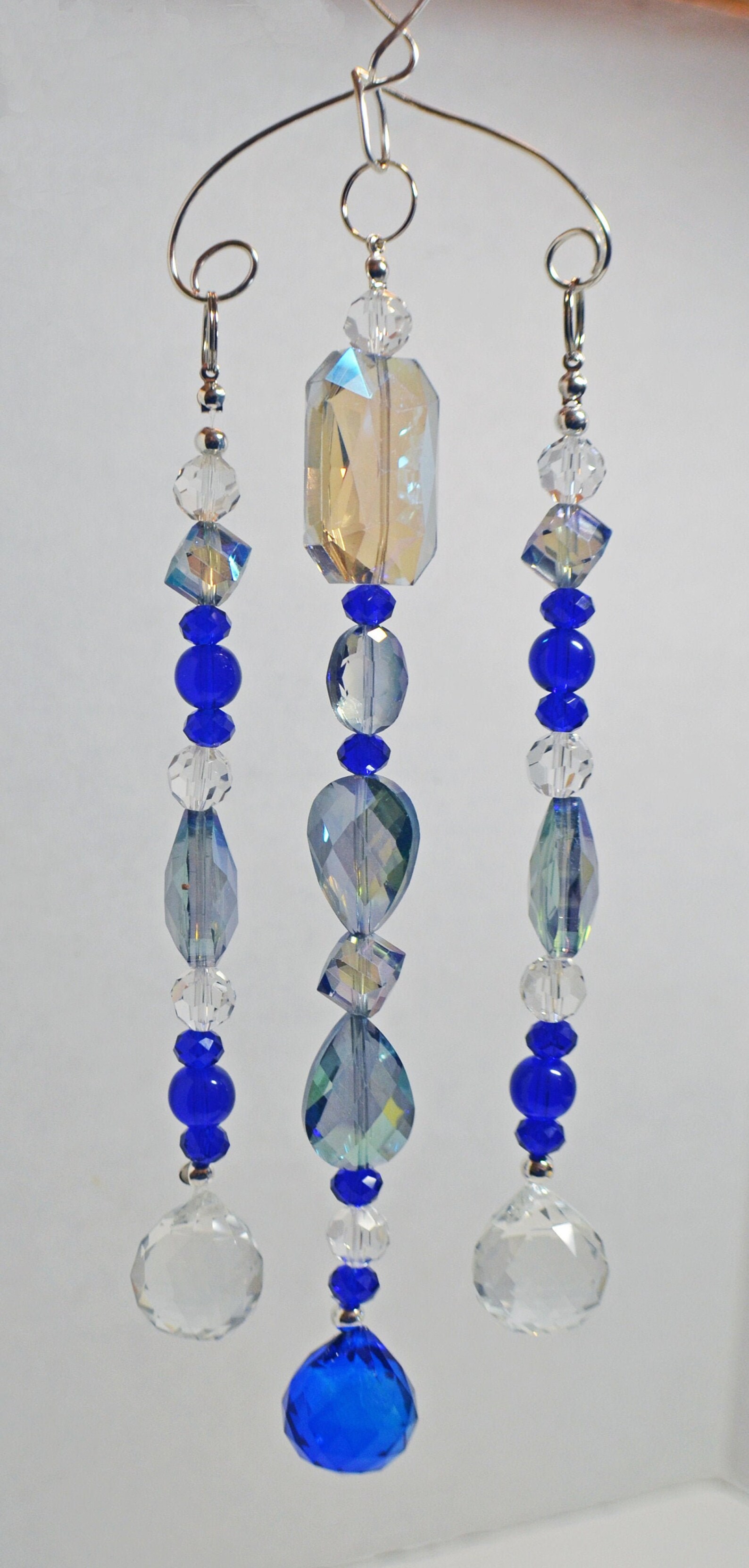 Blue and White Crystal Suncatcher Etsy UK