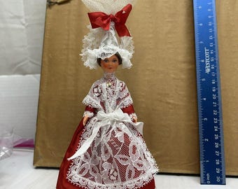 Poupée folklorique Alsace Le Minor étiquette doll vintage
