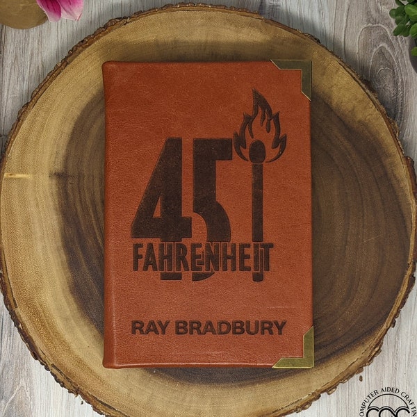 Fahrenheit 451 von Ray Bradbury, handgebunden in echtes Leder