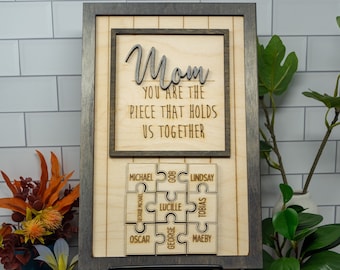 Mom Puzzle Pieces | You Are The Piece That Holds Us Together | Personalized Mom Jigsaw Puzzle Pieces | Mothers Day Gift |Custom gift for mom