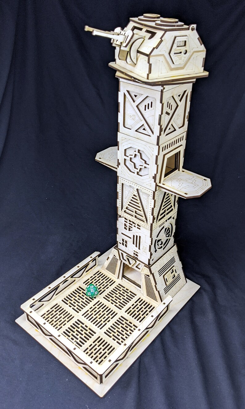 Laser Cut Wood Scifi Dice Tower Laser Cut Dice Tower Etsy