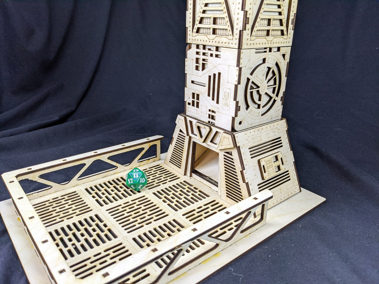 Laser Cut Wood Scifi Dice Tower Laser Cut Dice Tower Modular Large or