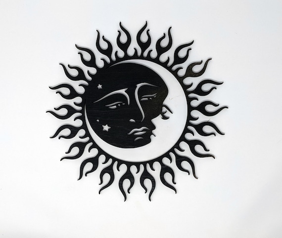 Sole e Luna / Arte della parete tagliata al laser / Arte della parete  tagliata CNC / Decorazione della parete del sole e della luna