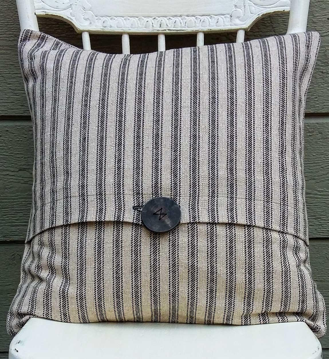 Ticking Pillow in Black and Creme Striped Ticking Pillow Etsy