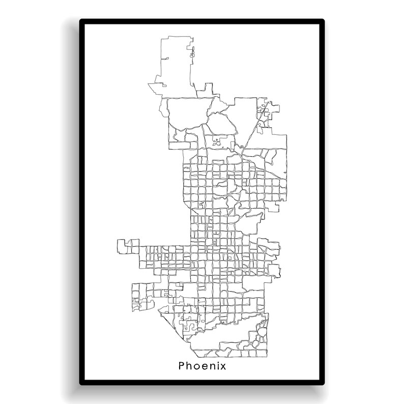 Phoenix Map Print, Phoenix Street Map Poster, Arizona, Modern Minimalist Map, Office Wall Art ...