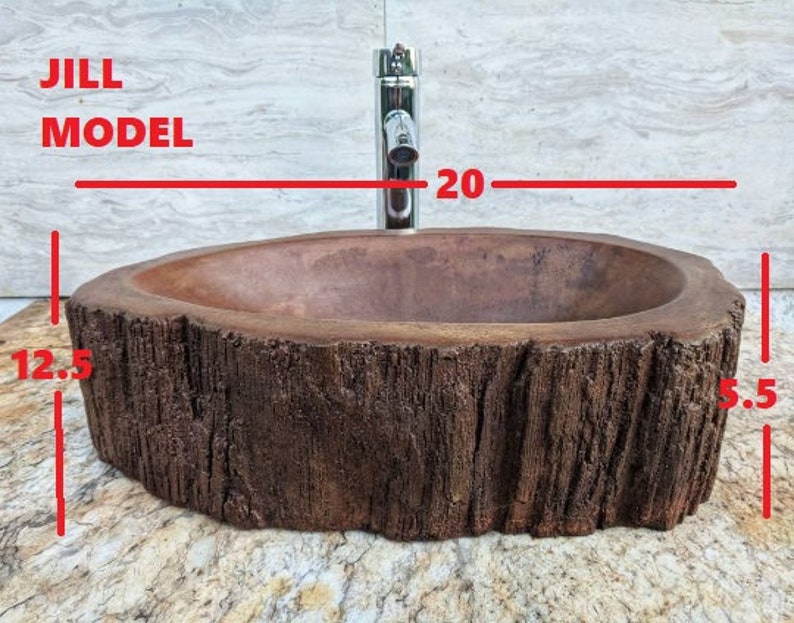 Concrete Wood Log Sink Tree Basin Vessel Vanity Bathroom Decor Etsy