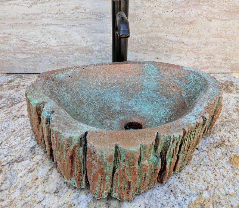 Custom Concrete wood log sink tree vessel bathroom vanity baño | Etsy