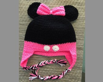 Handmade Crochet Minnie Mouse Hat with Buttons