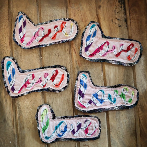 Upcycled rainbow love Iron on Patch // recycled patches