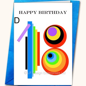 18ème EXTRA LARGE Birthday Greeting card, A4,(8''x 11''), Carte personnalisée, N’importe quel nom sur les cartes, Âge spécifique, contemporain, aquarelle