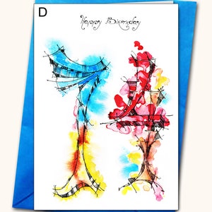 74. EXTRA große Geburtstags-Grußkarte, personalisierte Karten, Aquarell, altersspezifische Geburtstagskarten