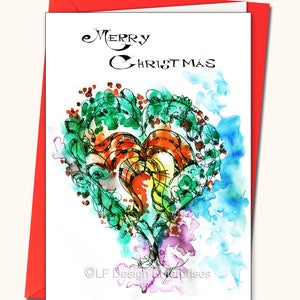 watercolour card glitter Merry Christmas gems personalised handmade card New year