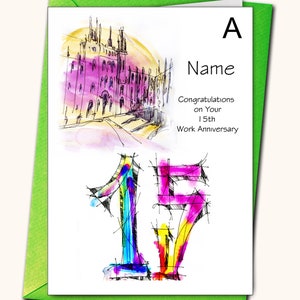 Ihre Arbeit, Job, Hochzeitstag, jede Zahl, personalisierte Karte, Aquarell