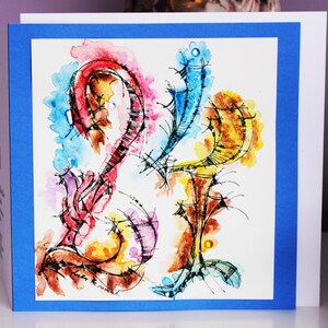 24° compleanno, Biglietto d'auguri GRANDE d'arte originale (8''x8''), Biglietto dipinto a mano, Biglietto acquerello unico nel suo genere, Biglietto personalizzato