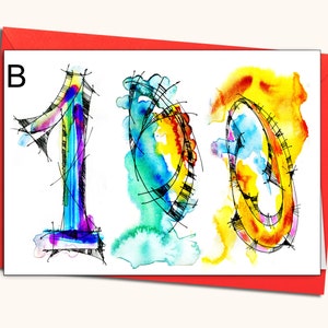 100th EXTRA LARGE Tarjeta de felicitación de cumpleaños, A4,(8&#39;&#39;x 11&#39;&#39;), Tarjeta personalizada, Cualquier nombre en las tarjetas, Edad específica, contemporáneo, acuarelar