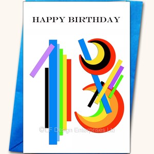 Carte de voeux du 13ème anniversaire, Cartes personnalisées, Carte Handfinished, N'importe quel nom sur les cartes, Résumé, Cartes d'anniversaire spécifiques à l'âge