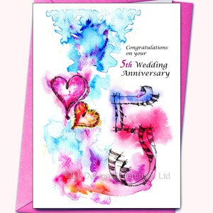 1年目、5年目、10年目など、あらゆる年の結婚記念日の特大カード、パーソナライズされたカード、水彩、手作り