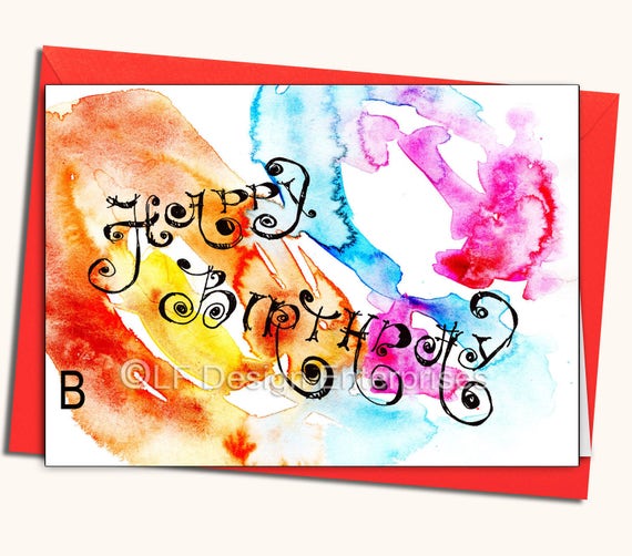 Happy Birthday Greeting Card Bon Anniversaire Watercolour Etsy Happy Birthday Greeting Card Bon Anniversaire Watercolour Etsy