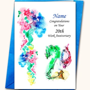 Lavoro, anniversario di lavoro, biglietto d'auguri EXTRA LARGE, A4 (8''x 11''), biglietto personalizzato, qualsiasi nome e numero sul biglietto,