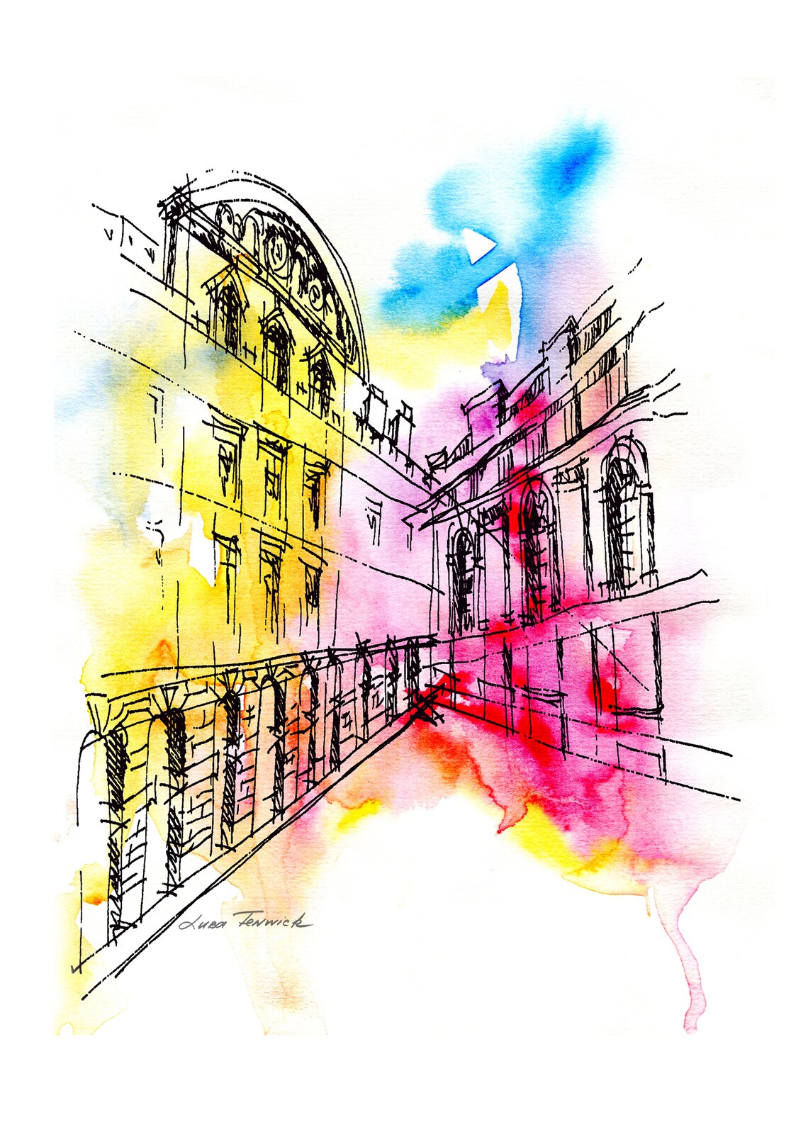 Oxford Art print watercolour wall decor handmade Etsy