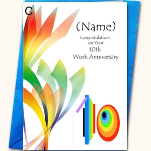 Su trabajo de 1, 5, 10, 20, cualquier año, boda, tarjeta de aniversario, tarjetas personalizadas, purpurina, gemas
