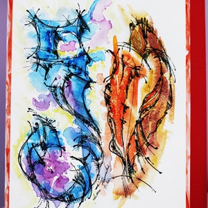 Cinquantesimo Compleanno Arte Originale, Uno-di-un-tipo, EXTRA LARGE A4 (8''x1'') Carta dipinta a mano, carta ad acquerello, carta personalizzata