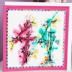 44 ° compleanno, dipinto a mano, biglietto d'auguri ORIGINALE ART LARGE, biglietto acquerello unico nel suo genere, biglietto personalizzato