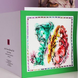 Biglietto d'auguri GRANDE d'arte originale per il 90° compleanno, (8''x8'') Biglietto dipinto a mano, Biglietto acquerello unico nel suo genere, Biglietto personalizzato