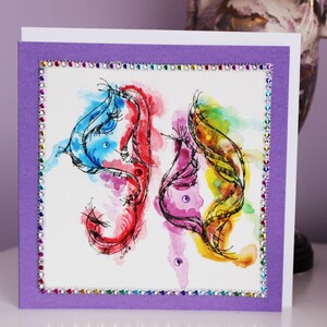 Biglietto d'auguri GRANDE d'arte originale per il 90° compleanno, (8''x8'') Biglietto dipinto a mano, Biglietto acquerello unico nel suo genere, Biglietto personalizzato