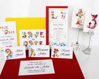 Bespoke Wedding watercolour invitations, Wedding Stationery set, Multi buy discount
