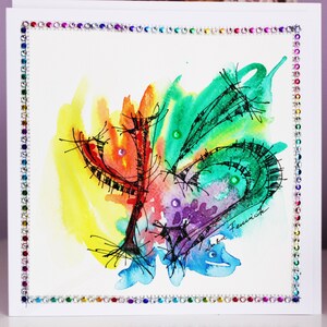 45 ° compleanno mano dipinto originale arte grande saluto carta acquerello carta, uno-di-un-tipo
